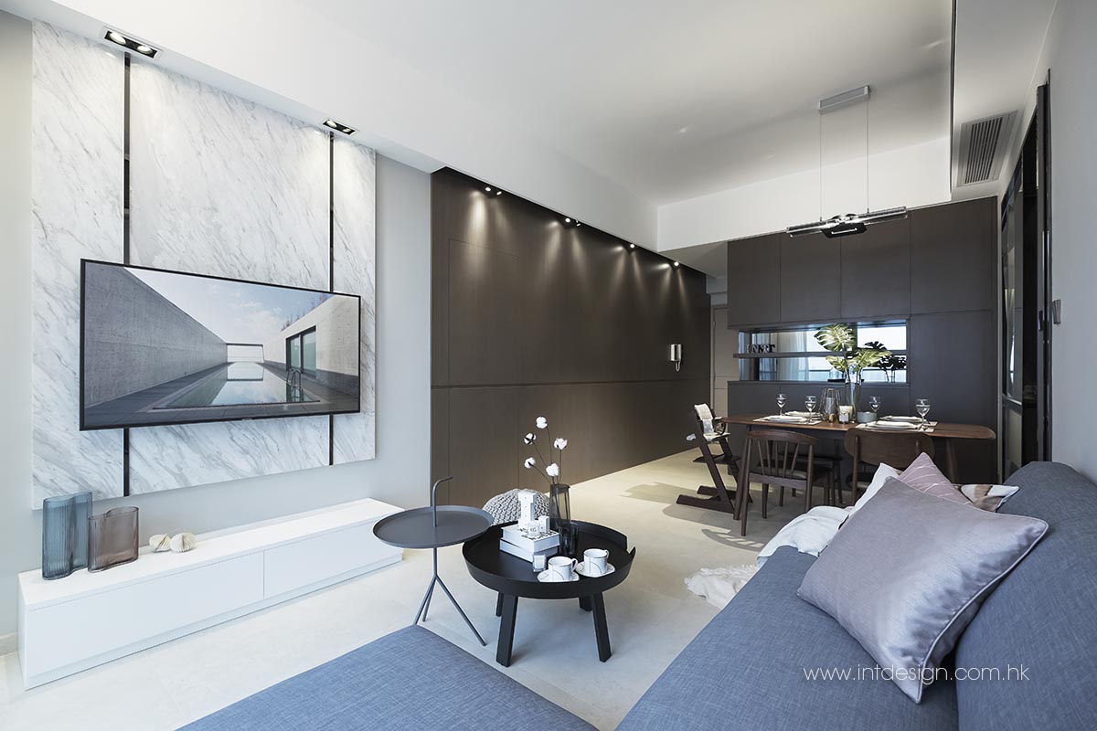 TV Marble Wall in The Latitude's Living Room